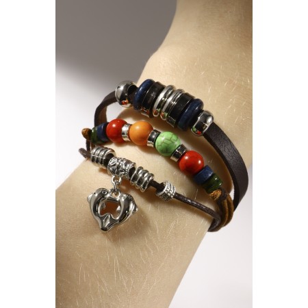 Bracelet Skin "Style" dolphins, colored with silver, d = 7.5 cm-2