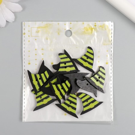 Buttons wood for creativity 2 punctures "witch cap" set of 15 pcs 2.4x2.9 cm-3