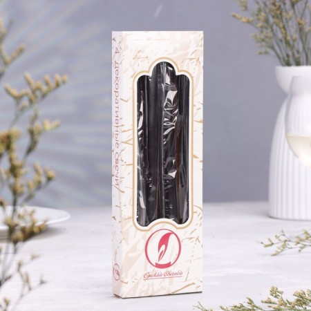 A set of antique candles, 2.3x 24.5 cm, 5 hours, 55 g, 4 pieces, black-2