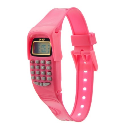 Watch of Electronic nursery, with a calculator, silicone strap, L-21 cm, pink-1