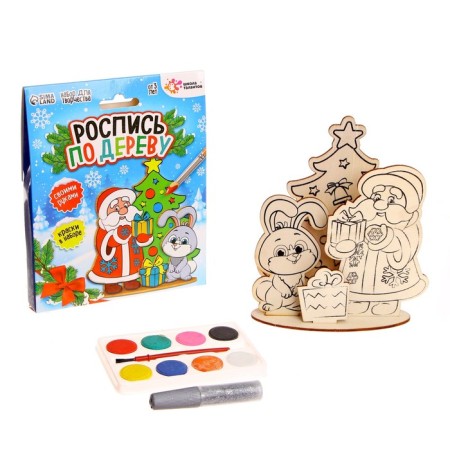 Set for creativity "Wood painting. Santa Claus and Bunny "-1