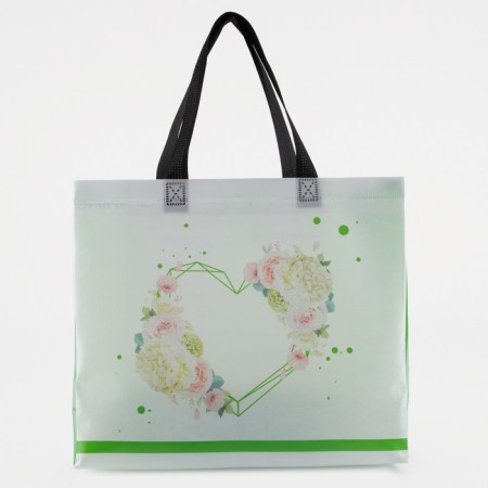 Household bag without fastening, white/light green color-1