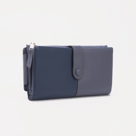 Women's wallet on the button, blue color