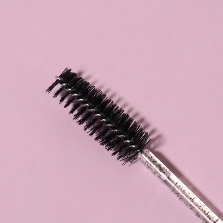 Brush for eyebrows and eyelashes, 10.8 cm, in case, black/transparent color-2