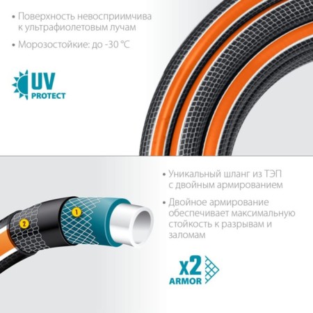 Hose, heap, d = 25 mm, l = 25 m, frost -resistant (up to –30 ° C), double reinforcement, grinda-3