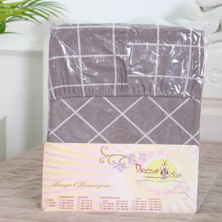 Silence on the elastic band atra 180x200x20, tattersol gray-bezh whiz 120g/m, HL100%-4