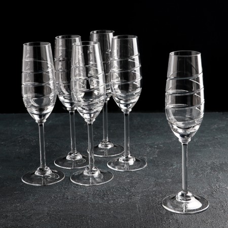 A set of crystal glasses for champagne "Spiral", 160 ml, 6 pcs