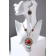 Set 2 objects: earrings, necklace "India", red color in black silver, 52 cm