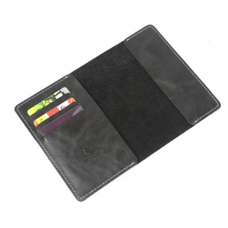 Cover for a passport with pockets, black color-1