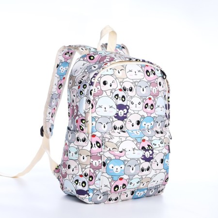School backpack from textiles on a zipper, 3 pockets, pencil case, color colorful color-4