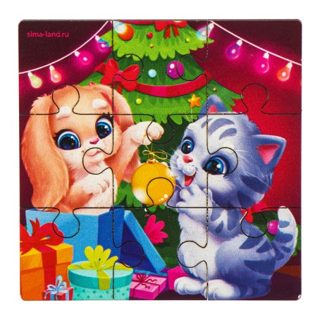 New Year's Wooden Puzzles "New Year! Animals decorate the Christmas tree "-4