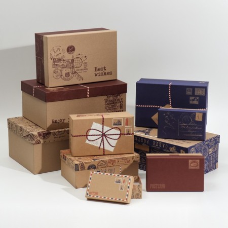 A set of craft boxes 10 in 1, gift packaging, “mail”, 12 x 7 x 4 - 32.5 x 20 x 12.5 cm-1