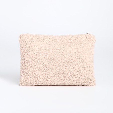 Cosmetic bag with lightning, textura, beige color-2
