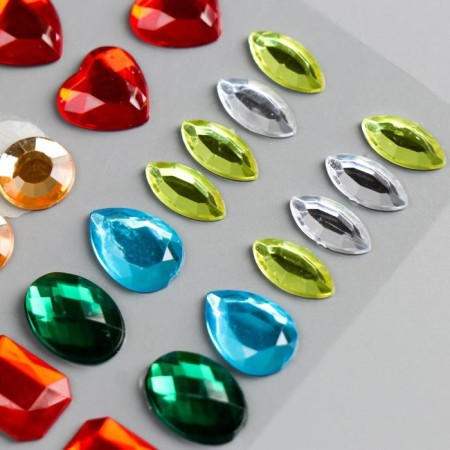 Sticker of rhinestones plastic "Gems" mix 19x8 cm-2