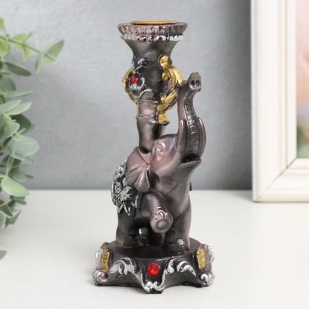 Souvenir Polystone SPREASE "Elephant on a pedestal in a blade with flowers" 15.5x8x7.5 cm-4