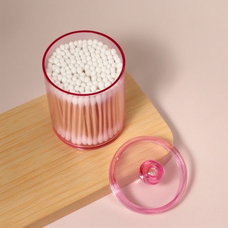 Organizer for cotton sticks, with a lid, d = 6.7 × 10.5 cm, in the box, the color is pink-5