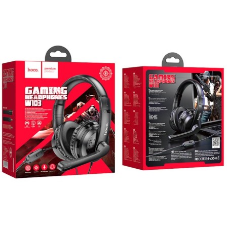 Hoco W103 headphones, gaming, invoices, microphone, 3.5 mm, 1.2 m, black-8