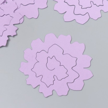 The workpiece of Foamiran "Flower Curly" 10x9.5 cm set 5 pcs. Ribbed lilac mix-1