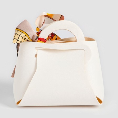 Leather gift handbag 13 x 12 x 5.5 cm white-2
