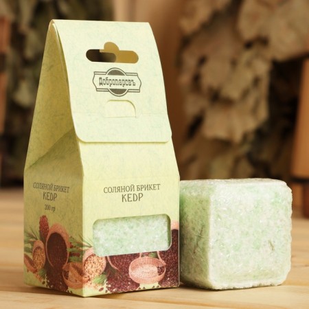 Salt briquette Cube "Kedr" 200 g "Dobroparov"-5