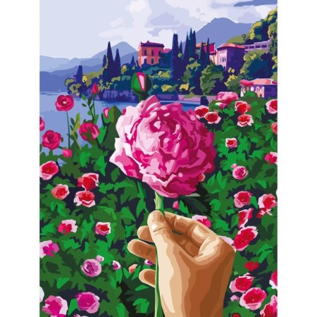 Diamond mosaic with a complete filling on the subframe "Flower in hand", 20 × 30 cm-1