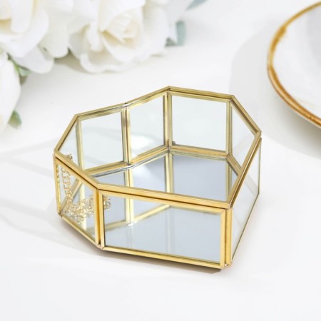 Casket for rings "Heart", 12x12x4 cm, glass-1