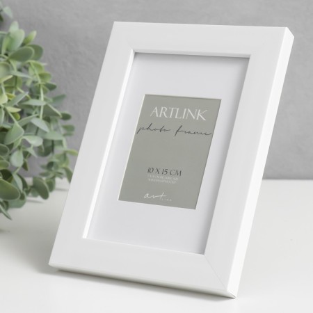 Photo frame Plastic "Gloria" 10x15 cm, with Passpartu, white-1