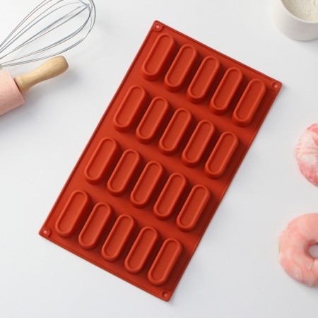 The baking uniform “Sweets. Excler”, silicone, 29 × 17 × 2 cm (5.8 × 2.3 × 2 cm), 20 cells, chocolate color-1