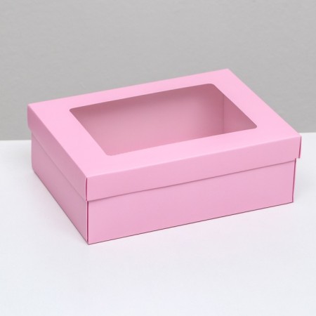 Folding box "Pink", with a window 21 x 15 x 7 cm