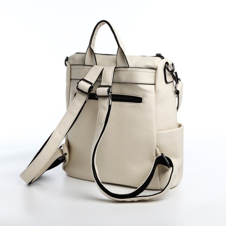 Women's backpack made of artificial leather with lightning, 4 pockets, milk color-4