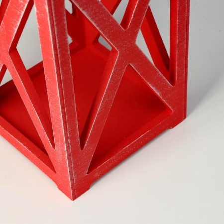 Kashpo wooden 14 × 14 × 26 cm "Lantern High-tech Provence", red-3