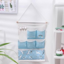 Organizer suspended with the pockets of the “unicorn” 6 departments, 50 × 35 cm, the color of the blue