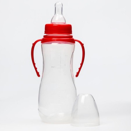 A bottle for feeding, a classic throat, 250 ml., From 0 months, fitted, with handles, color mix-3