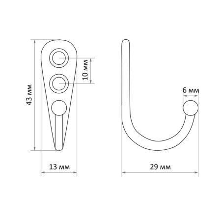 Hook furniture tundra TKO023, one -rod, bronze color-4