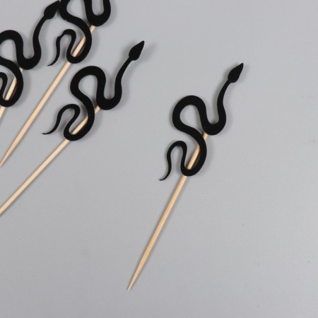 Decor for creativity "Black Snake" 12.5 cm (set 6 pcs)