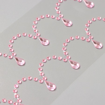 Sticker of rhinestones plastic "suspensions" pink 35x8 cm-2