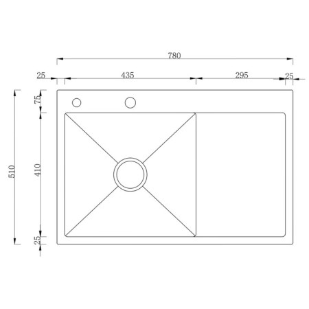 Kitchen sink "RMS" MRK-7851BL-R, mortise, right, thickness 3.0 and 1 mm, dispenser, graphite-3