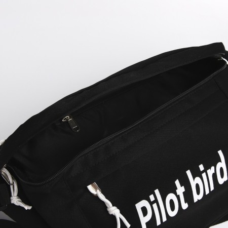 Bag on one shoulder with a zipper, 2 outer pockets, black color-5