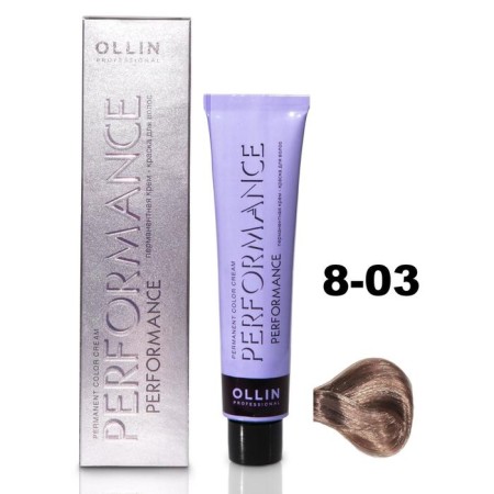 OLLIN PROFESSIONAL PERFORMANCE hair cream, tone 8/03 light-brown transparent golden, 60 ml