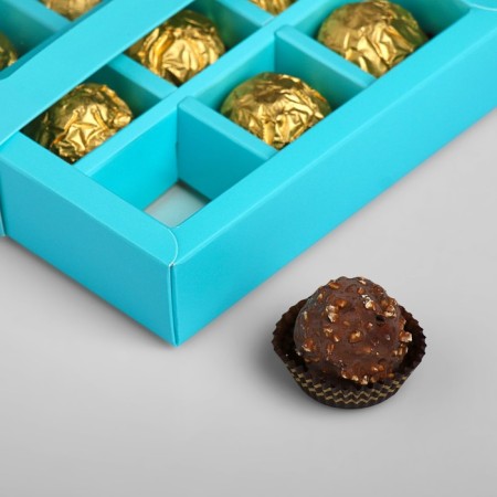 Box for 9 sweets with a shell, blue, 13.7 x 13.7 x 3.5 cm-1
