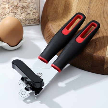 Knife of the canned share digm, 21 cm, stainless steel, black color, red