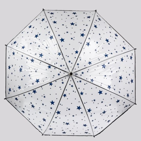 Umbrella - a semiautomatic “pattern” cane, 8 spokes, r = 54 cm, the color is transparent/blue-4