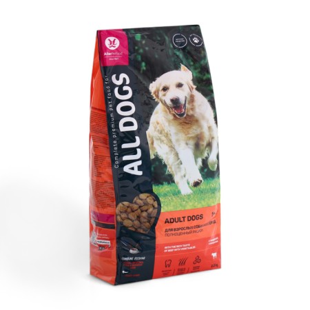 Dry food "All Dogs" for dogs, beef with vegetables, 2.2 kg