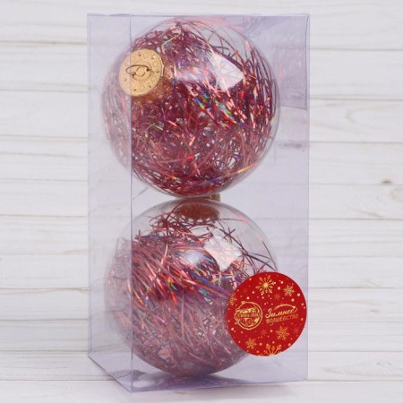 Set of balls plastic D-10 cm, 2 pcs "Festival" Red-1