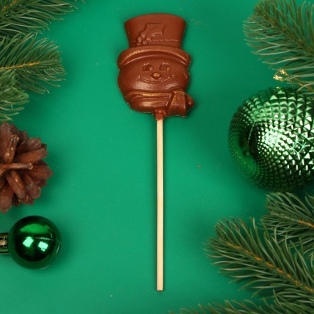 New Year. Figure made of milk chocolate "Snowman" on a stick, 20 g ± 5 %-1