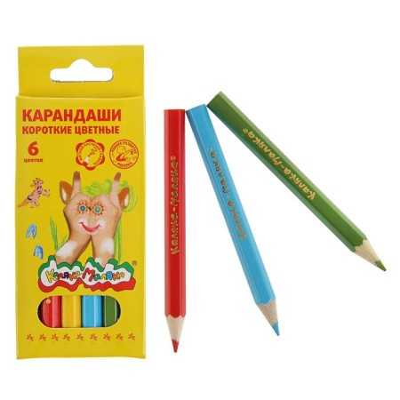 Mini pencils, 6 colors, "Kalyak-Malyak", hexagonal short