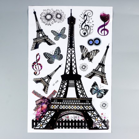 Plastic sticker 2D "Eiffel Tower and Flowers" MIX 54x35.5 cm-1