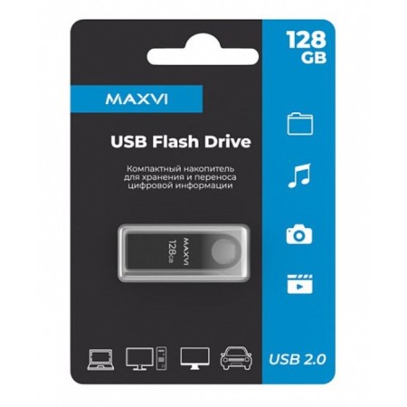 USB flash drive 128 GB Maxvi Mk Dark Grey Monolith, Metal / FD128GBUSB20C10MK