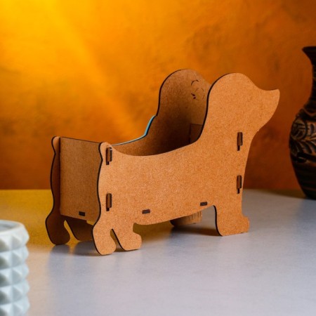 Wooden Kashpo "Dachshund", 21x7x15 cm, oak-blue-1