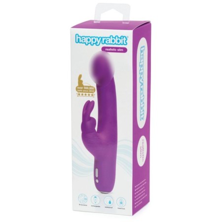 Double stimulation vibrator Happy Rabbit Slimline Realistic, 24.1 cm, purple-4